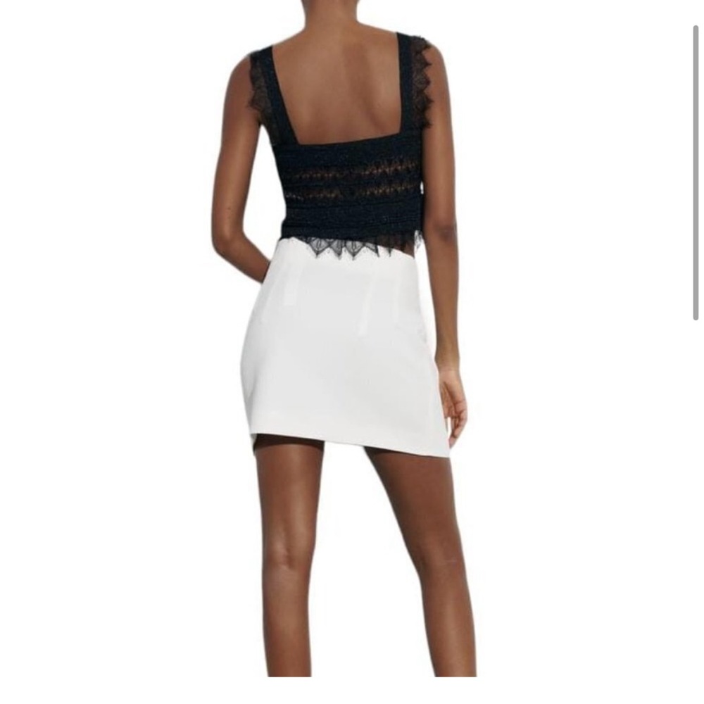 White High-Waisted Short Skirt net zara